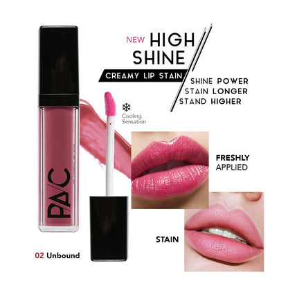 PAC High Shine Creamy Lip Stain - 02 Unbound | 6.5ml