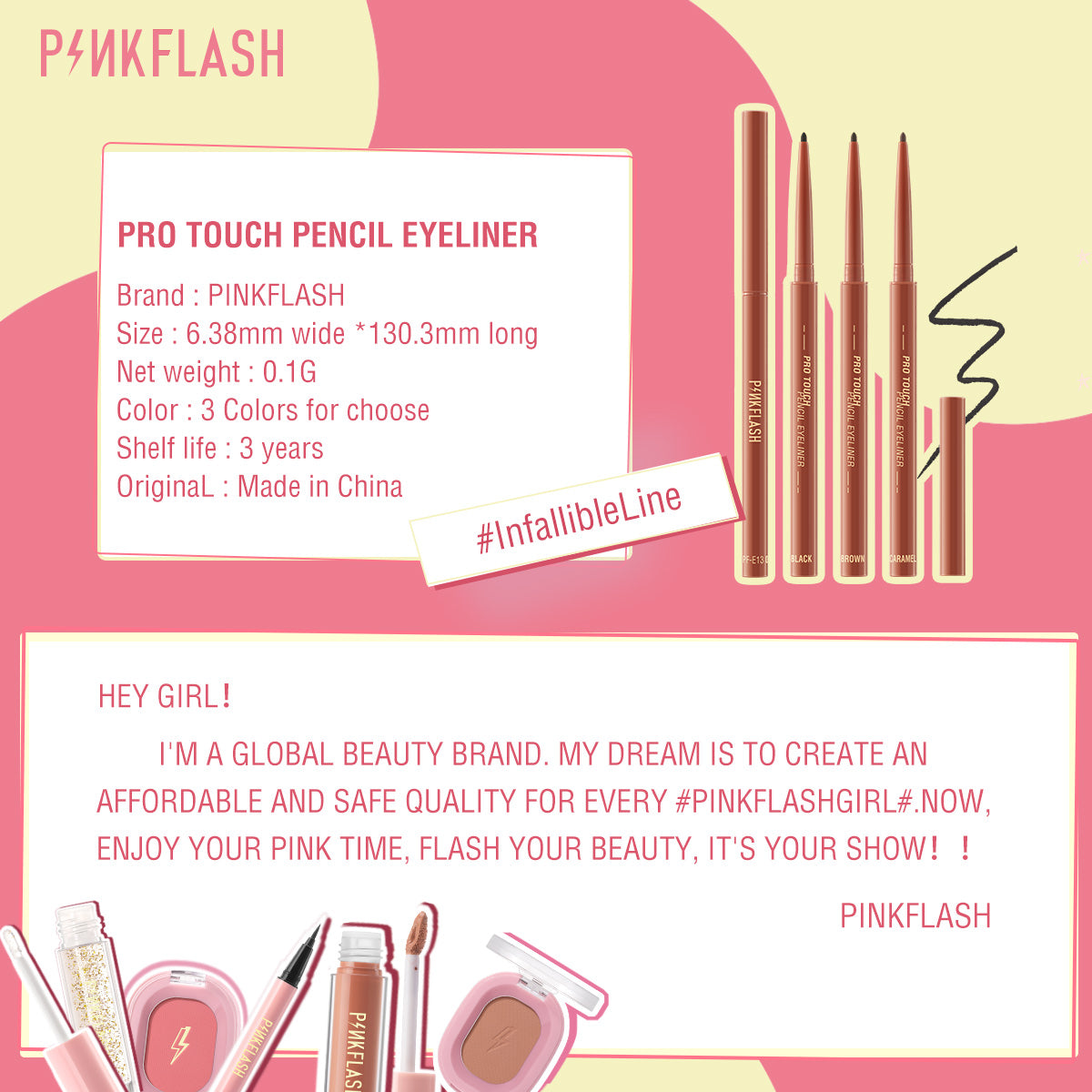 Pinkflash Pro Touch Pencil Eyeliner PF-E13 - #01